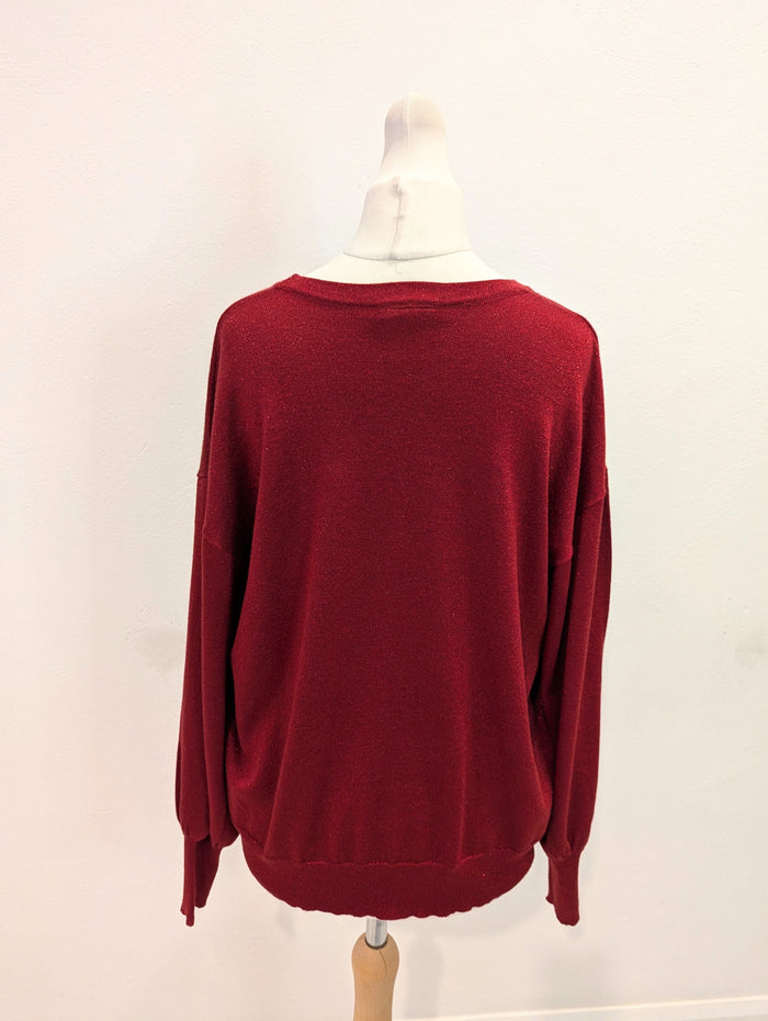 Kaffe Red Lurex Jumper S