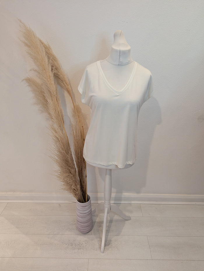 Kaffe White Vneck T Shirt L NWT RRP £35