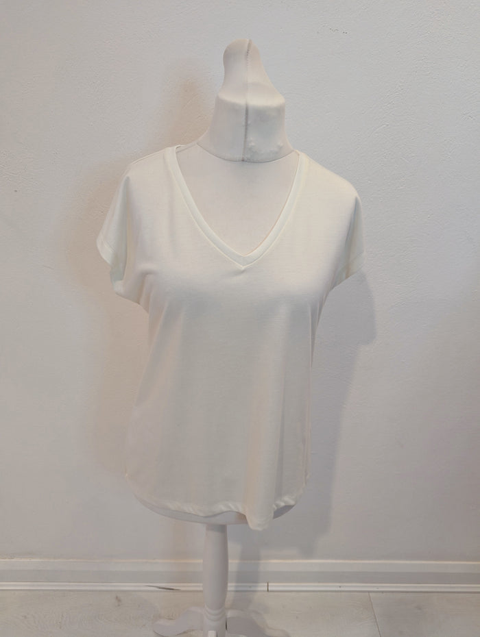 Kaffe White Vneck T Shirt L NWT RRP £35