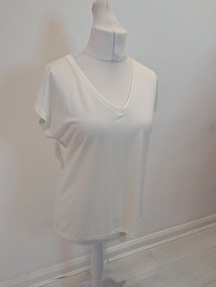 Kaffe White Vneck T Shirt L NWT RRP £35