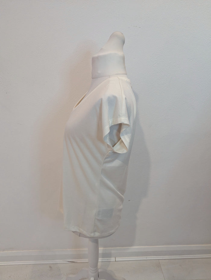 Kaffe White Vneck T Shirt L NWT RRP £35