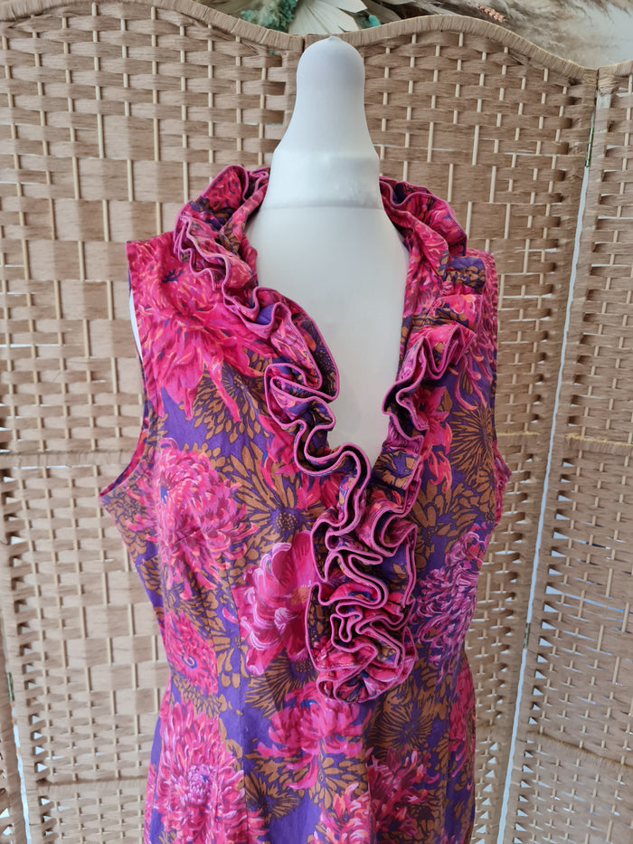 Kahyra Pink Ruffle Neck Shift Dress Size 12