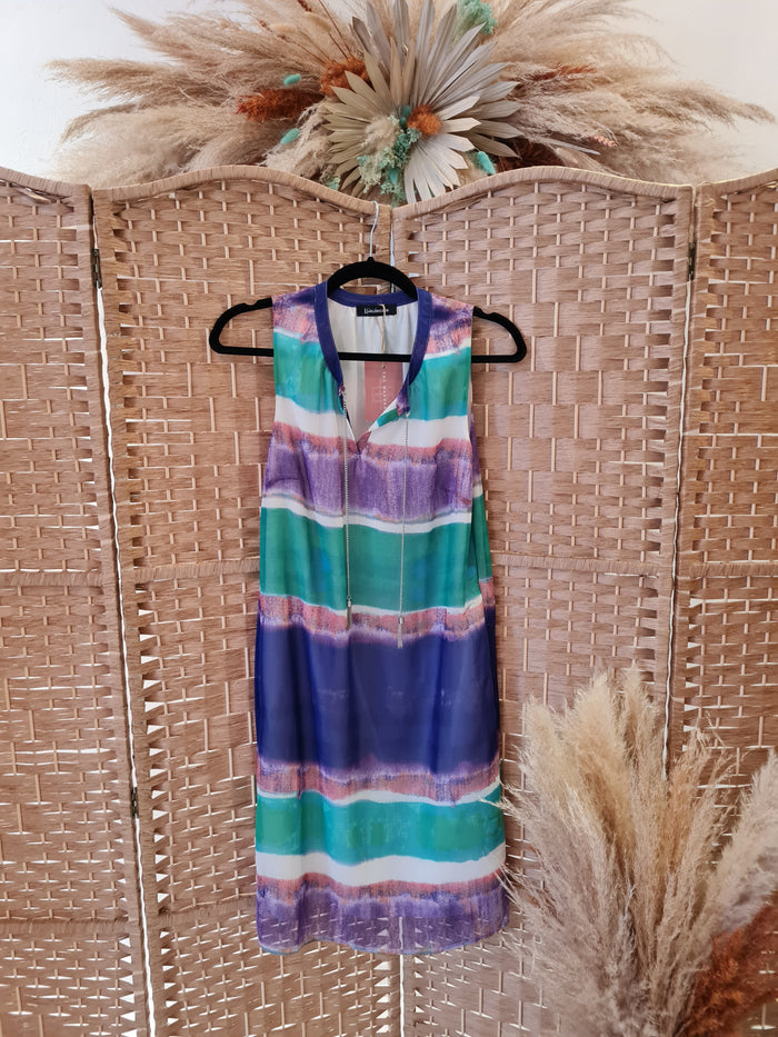 Kaleidoscope Green/Purple Sleeveless Dress Size Small