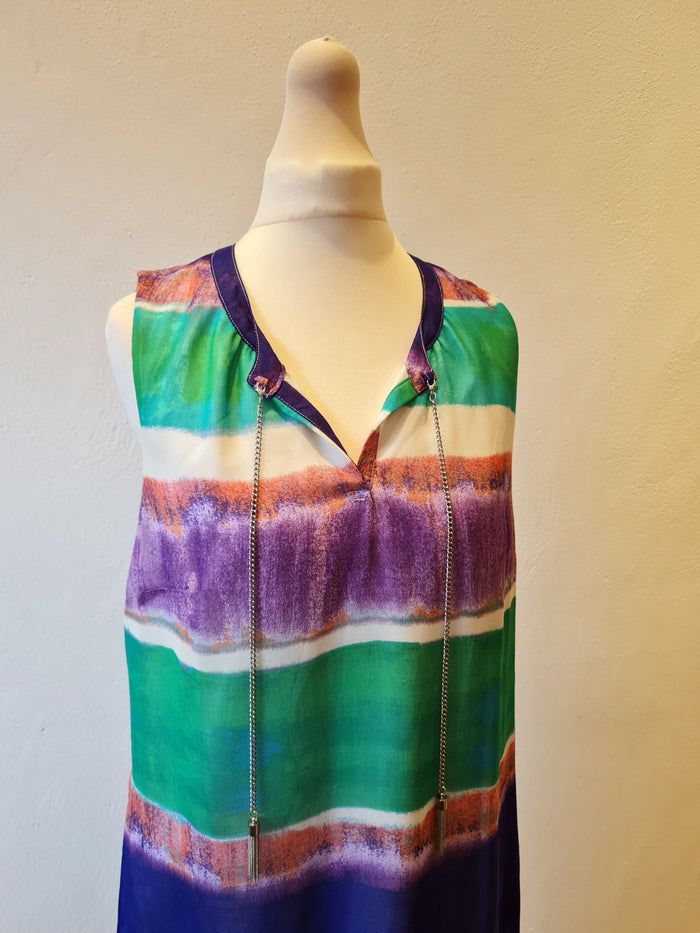 Kaleidoscope Green/Purple Sleeveless Dress Size Small
