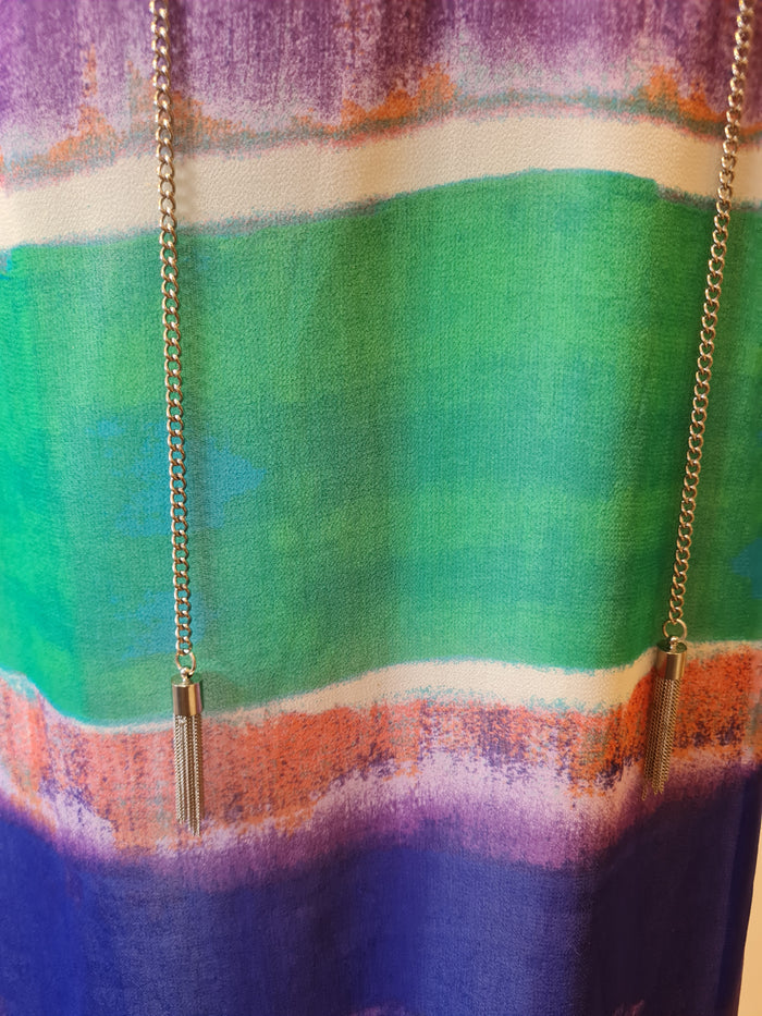 Kaleidoscope Green/Purple Sleeveless Dress Size Small