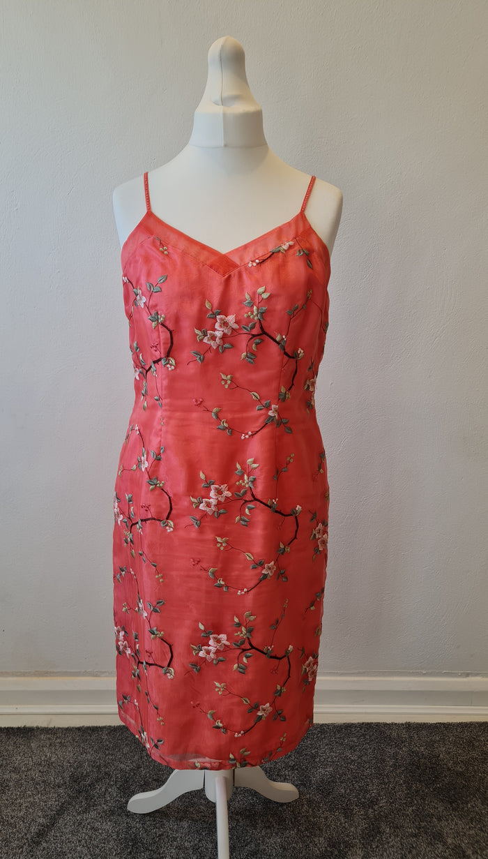 Kaliko Peach Floral Two Piece Dress Suit Size 12
