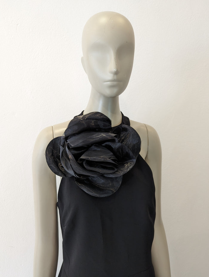 Karen Millen Black Flower Evening Dress 14 NEW