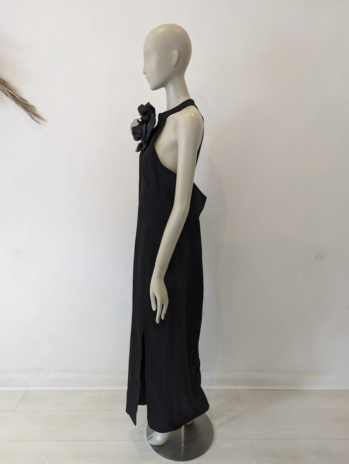 Karen Millen Black Flower Evening Dress 14 NEW