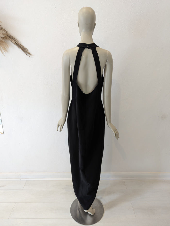 Karen Millen Black Flower Evening Dress 14 NEW