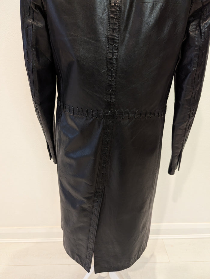 Karen Millen Black Leather Fringe Coat 10