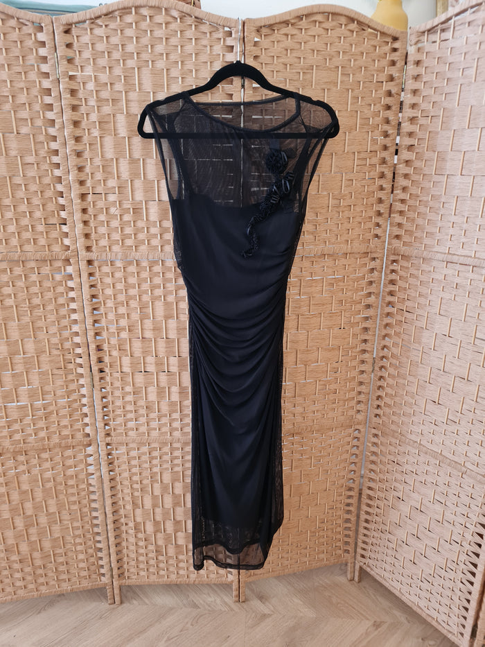 Karen Millen Black Sheer overlay Dress 12