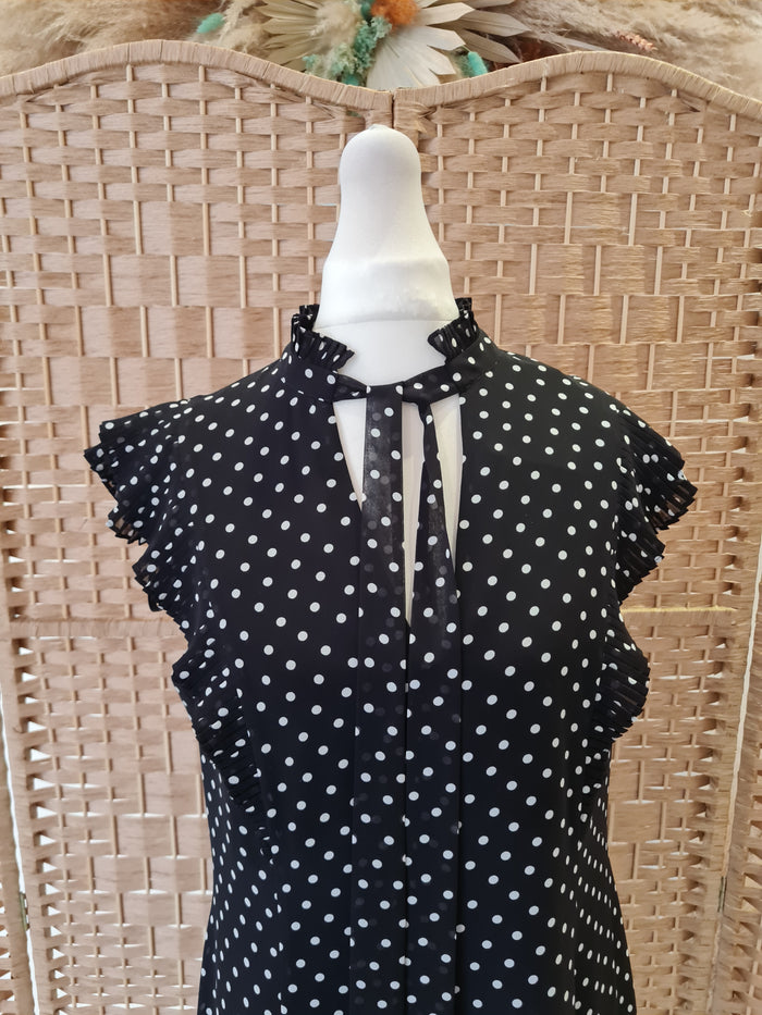 Karen Millen Black Spot Dress Size 12