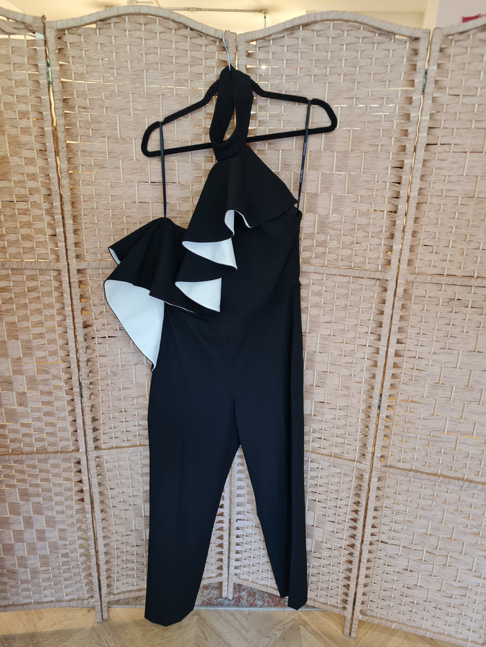 Karen Millen Black & White Halter Jumpsuit 14 NWT RRP £350