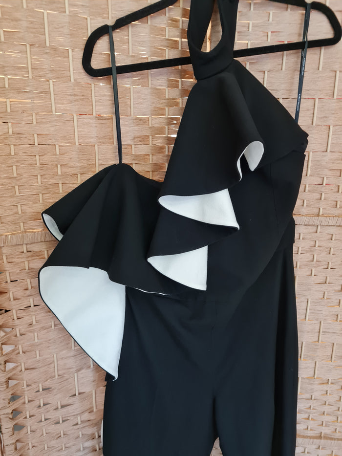Karen Millen Black & White Halter Jumpsuit 14 NWT RRP £350