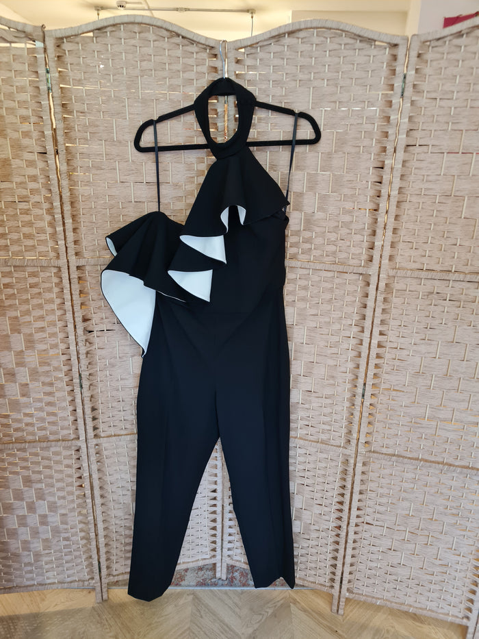 Karen Millen Black & White Halter Jumpsuit 14 NWT RRP £350