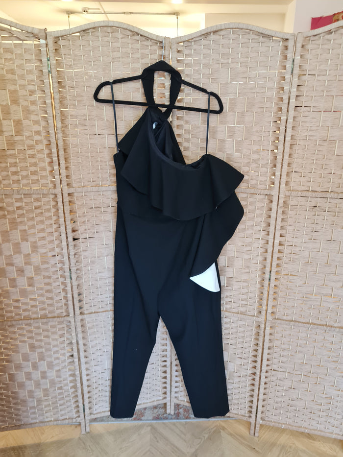 Karen Millen Black & White Halter Jumpsuit 14 NWT RRP £350