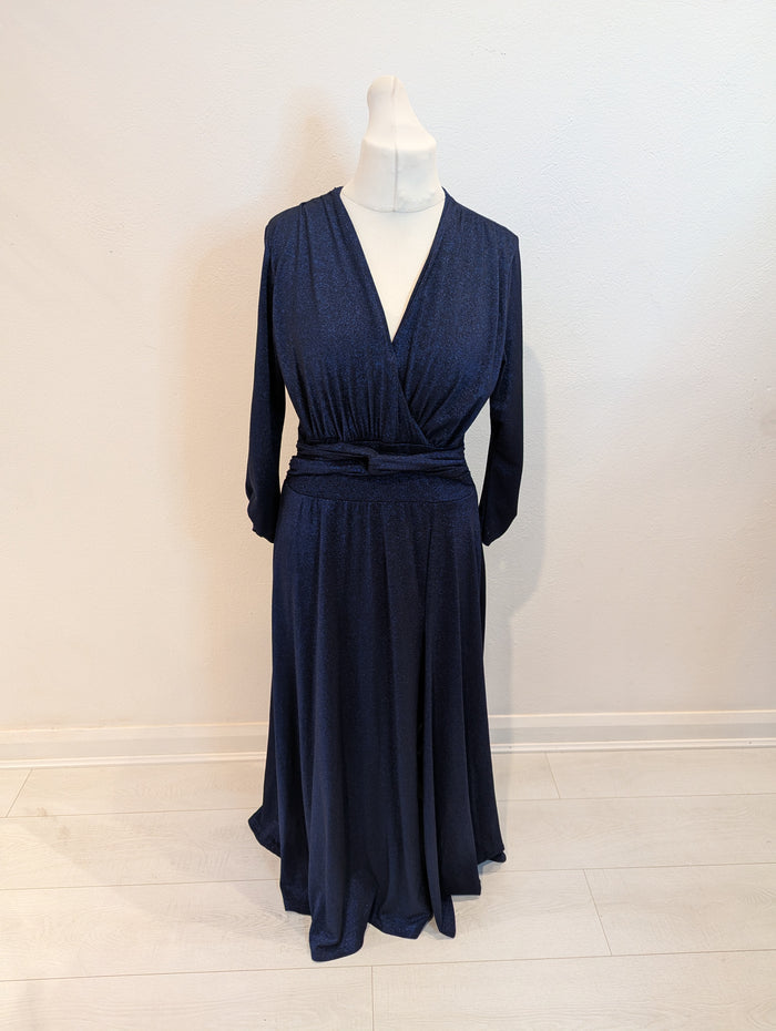 Kate & Pippa Navy Sparkle Wrap Dress XL
