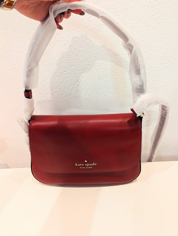 Kate Spade Bag Staci Leather Flap Red Curran RRP £450