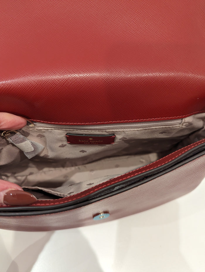 Kate Spade Bag Staci Leather Flap Red Curran RRP £450