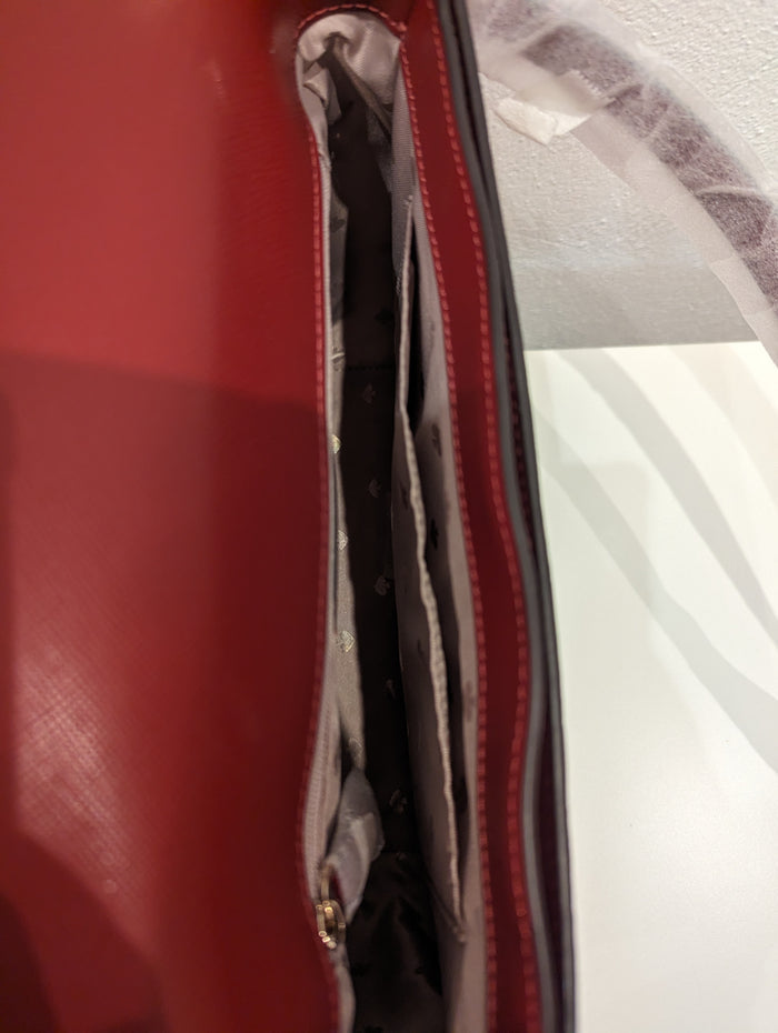 Kate Spade Bag Staci Leather Flap Red Curran RRP £450