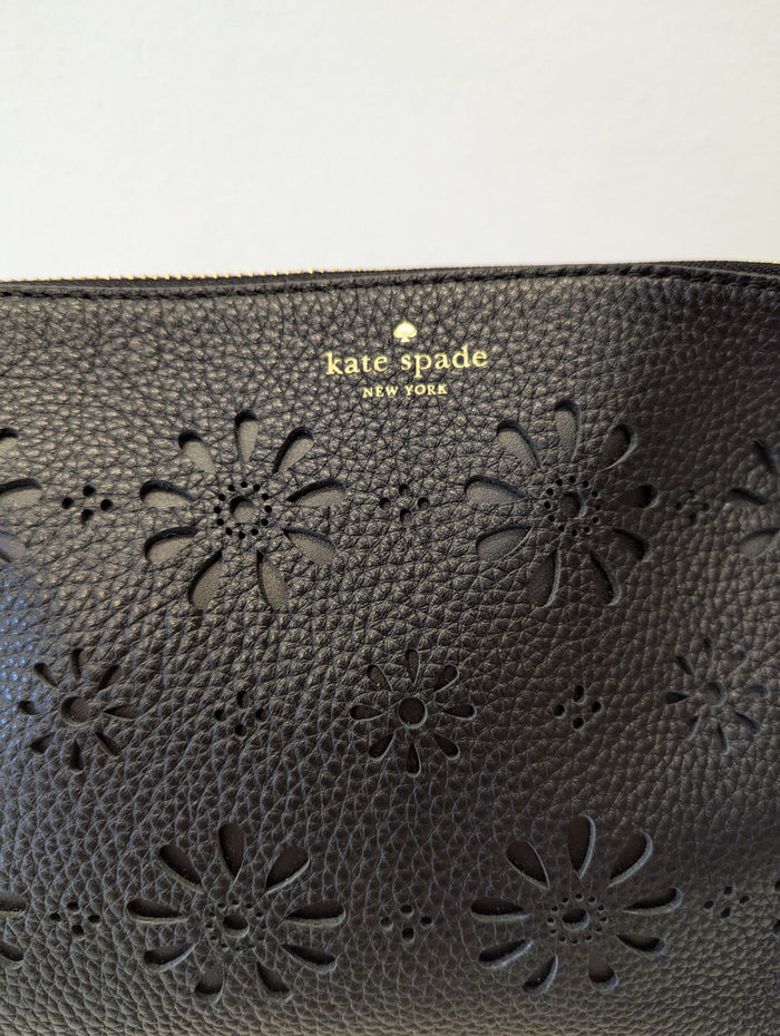 Kate Spade Black Floral Cosmetic Bag New