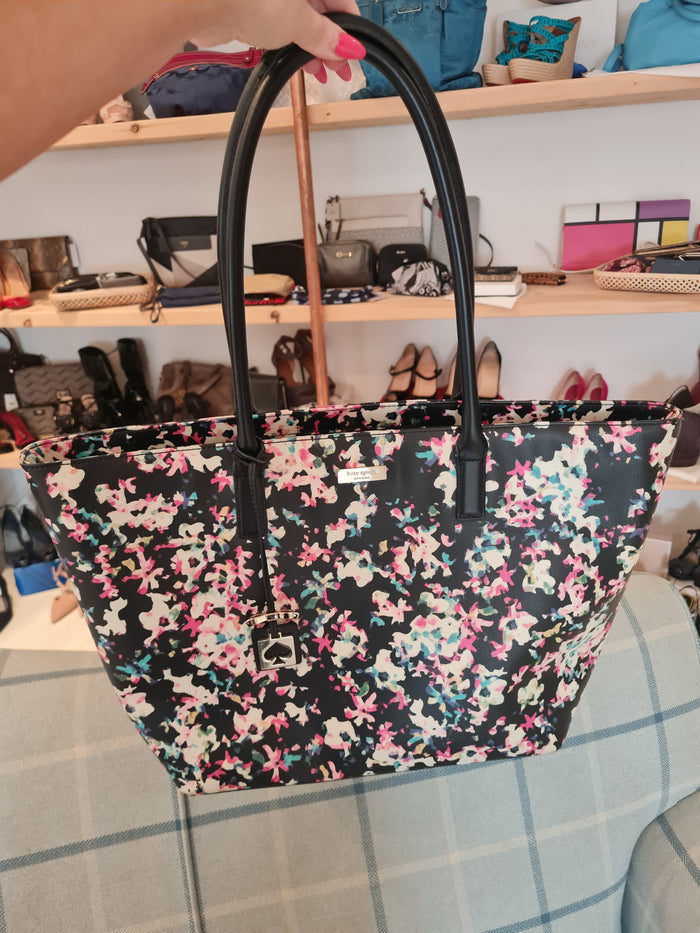 Kate Spade Black/Pink Floral Large Shopper