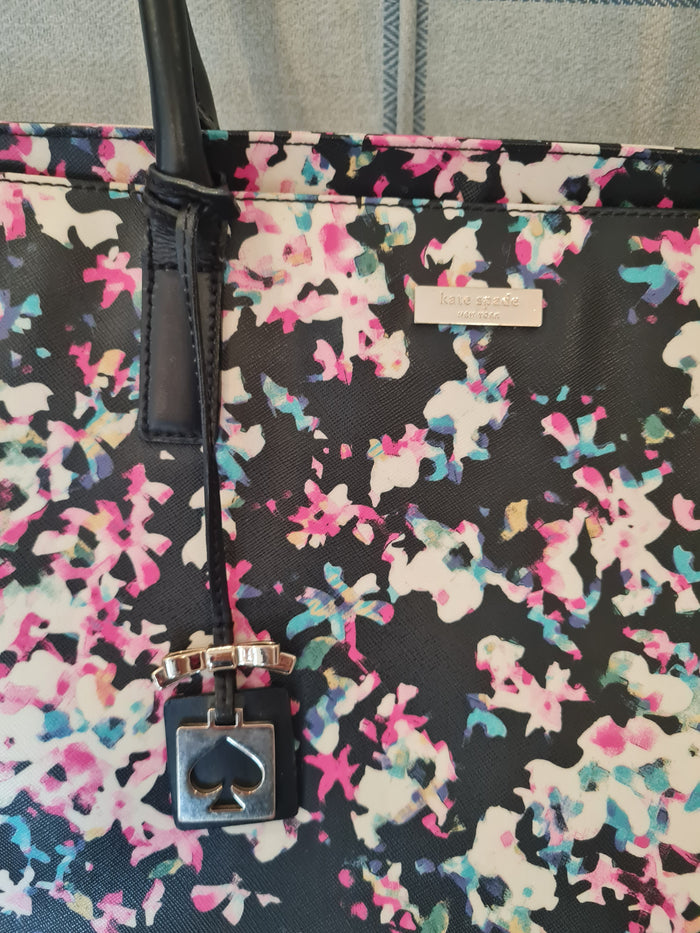 Kate Spade Black/Pink Floral Large Shopper