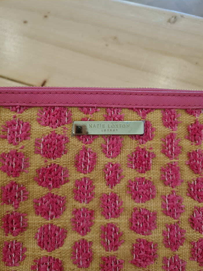 Katie Loxton Pink Raffia Cluth