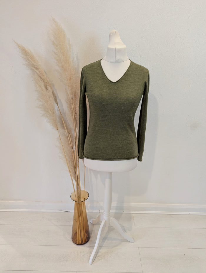 Kenar Green Merino Wool Jumper M