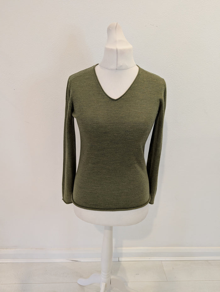 Kenar Green Merino Wool Jumper M