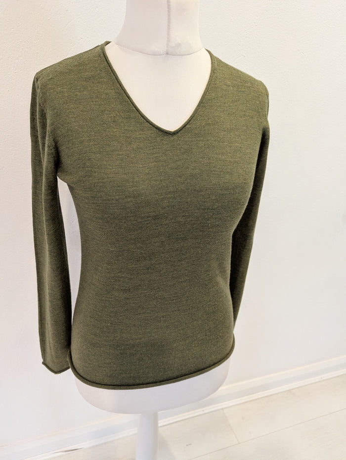 Kenar Green Merino Wool Jumper M