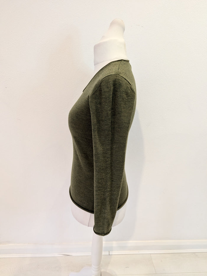 Kenar Green Merino Wool Jumper M