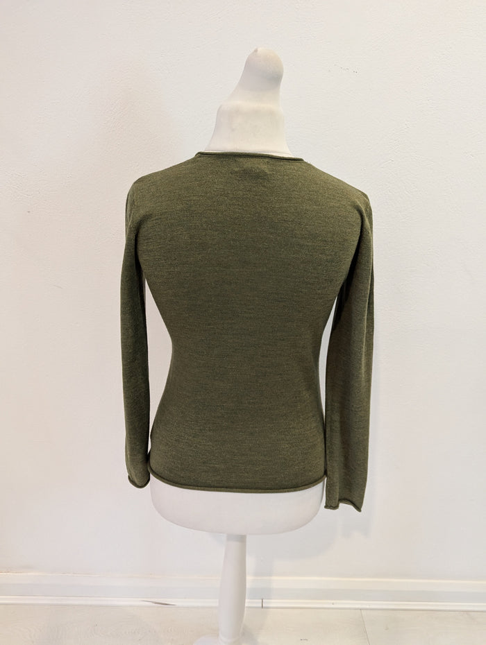 Kenar Green Merino Wool Jumper M