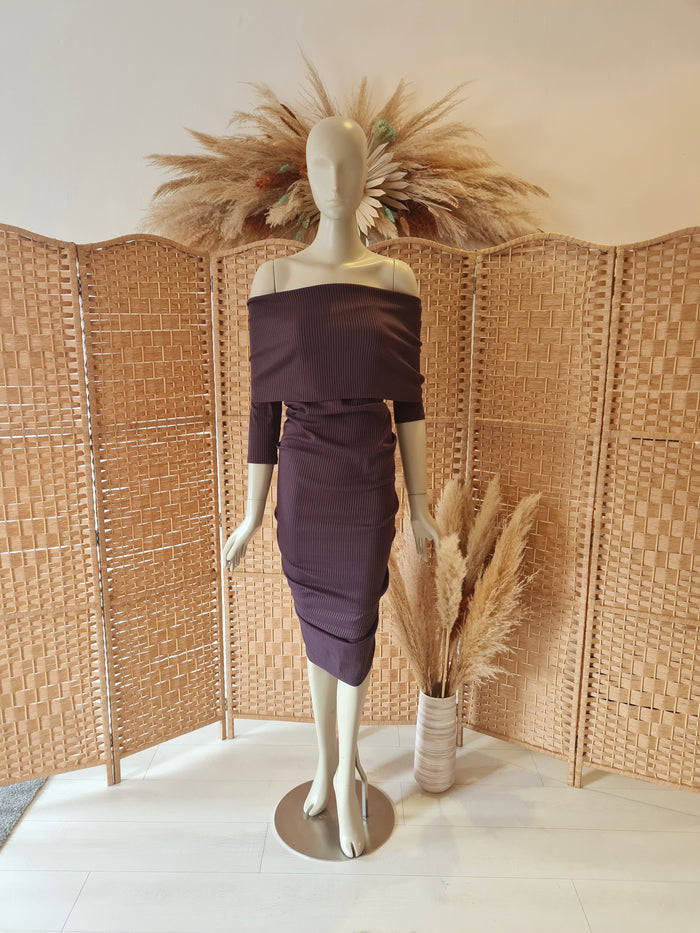 Kevan Jon Brown Pinstripe Dress 2