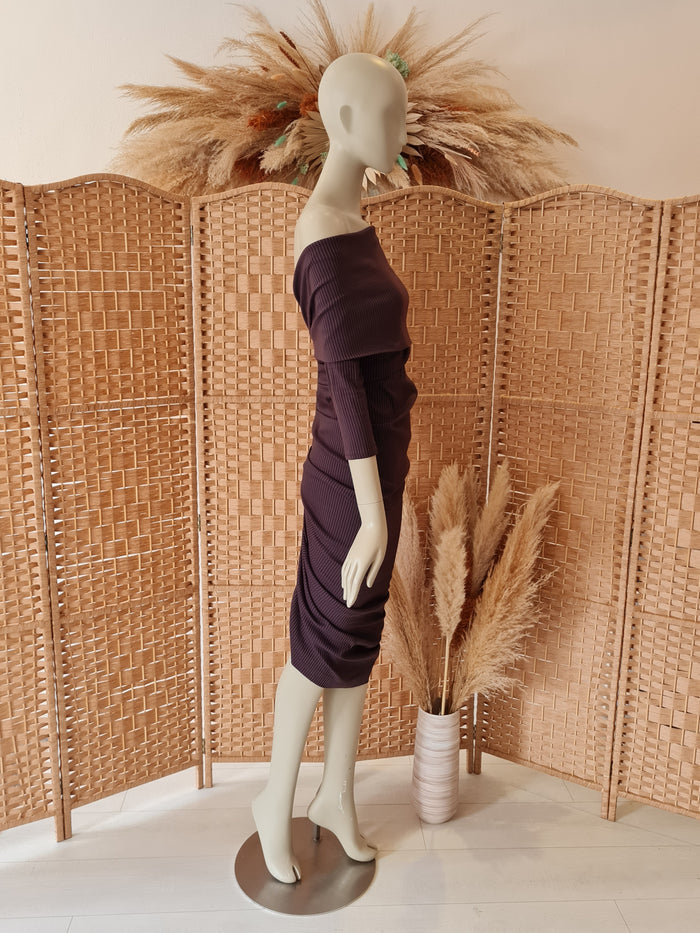 Kevan Jon Brown Pinstripe Dress 2