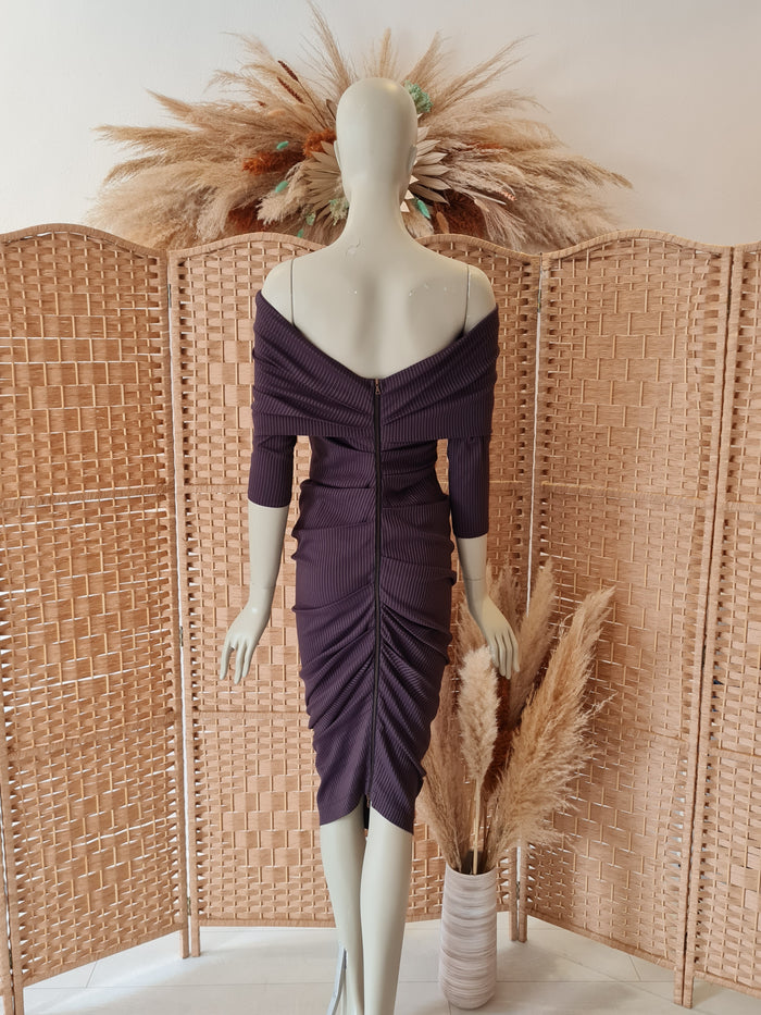 Kevan Jon Brown Pinstripe Dress 2