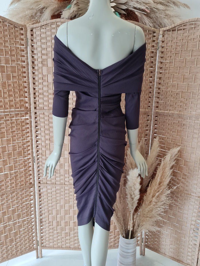 Kevan Jon Brown Pinstripe Dress 2