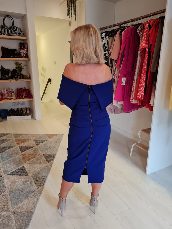 Kevan Jon Cobalt Blue Off Shoulder Dress 4