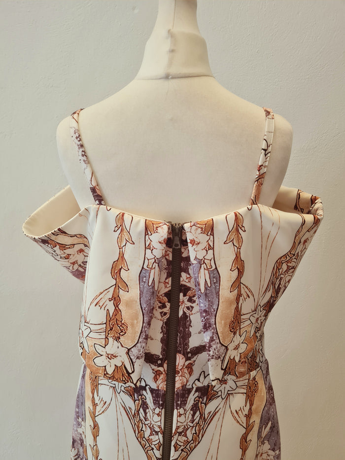 Kevan Jon Cream Multi print Dress 4
