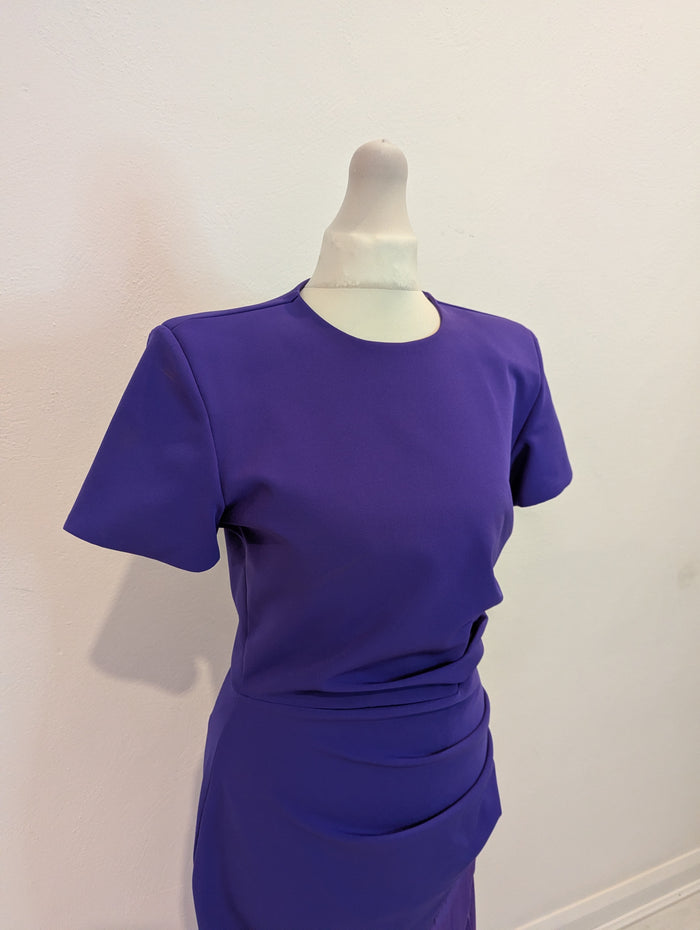 Kevan Jon Purple Scuba Pleat Dress 2