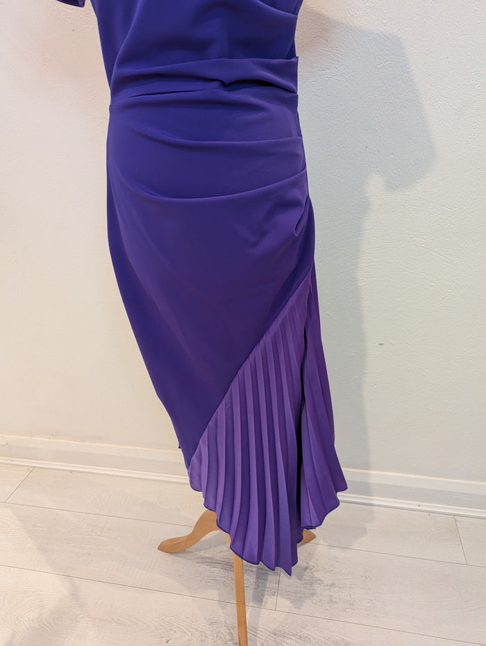 Kevan Jon Purple Scuba Pleat Dress 2
