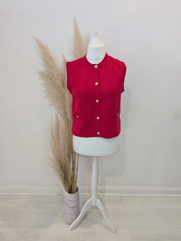 Kilky Red Knit Waistcoat 6-14 RRP £49.99