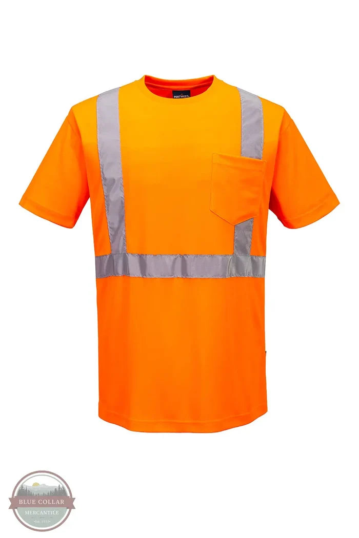 Portwest L041 Hi-Vis Lightweight Short Sleeve Shirt in orange front view