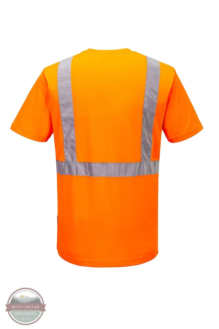 Portwest L041 Hi-Vis Lightweight Short Sleeve Shirt in orange back view