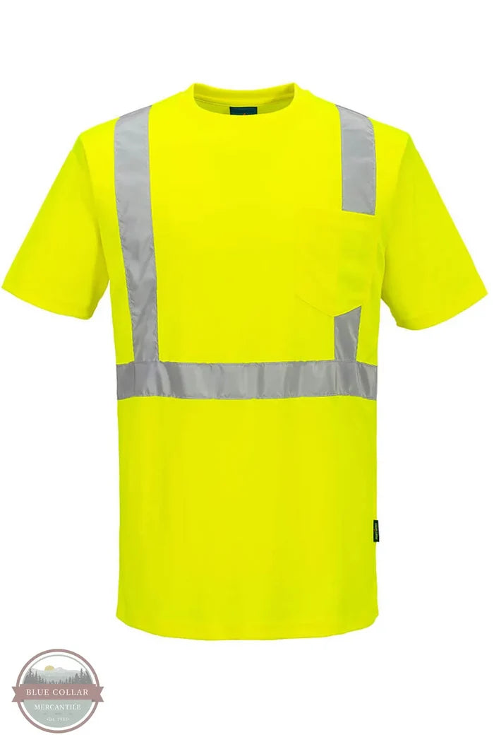 Portwest L041 Hi-Vis Lightweight Short Sleeve Shirt in yellow front view
