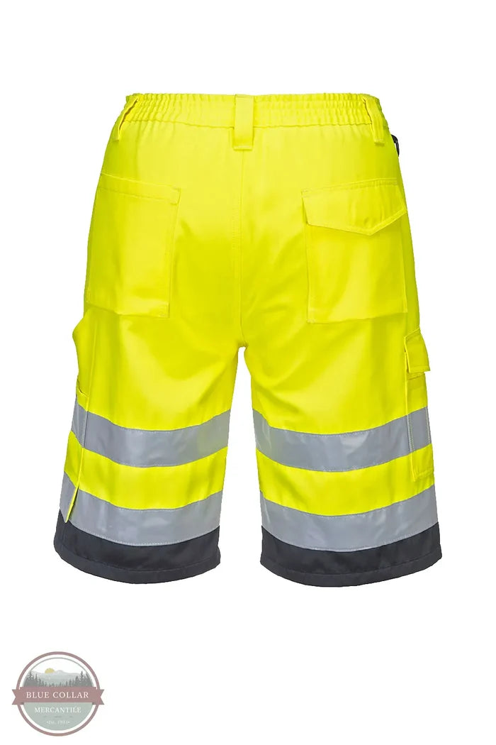 Portwest L043 Lightweight Hi-Vis Shorts in Yellow/Black rear view