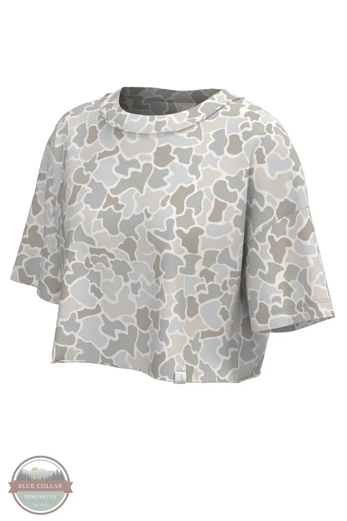 Local Girl L5011000 Youth Boxy Camo Crop T-Shirt Salt Water Camo front view