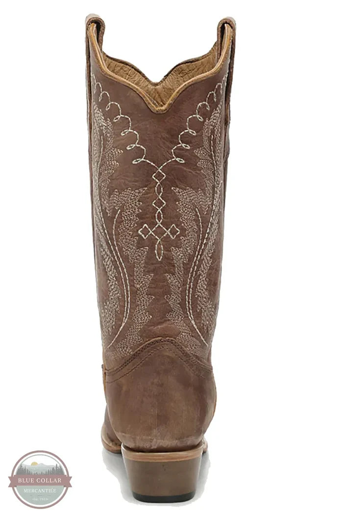Circle G L6355 Women's Embroidery Triad Bronze Snip Toe Cowboy Boot heel view