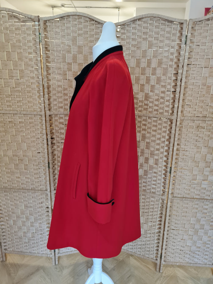 Lampert by Admyra Red Wool Black Velvet Coat Size 14