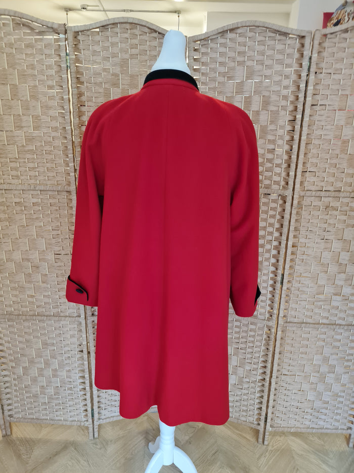 Lampert by Admyra Red Wool Black Velvet Coat Size 14